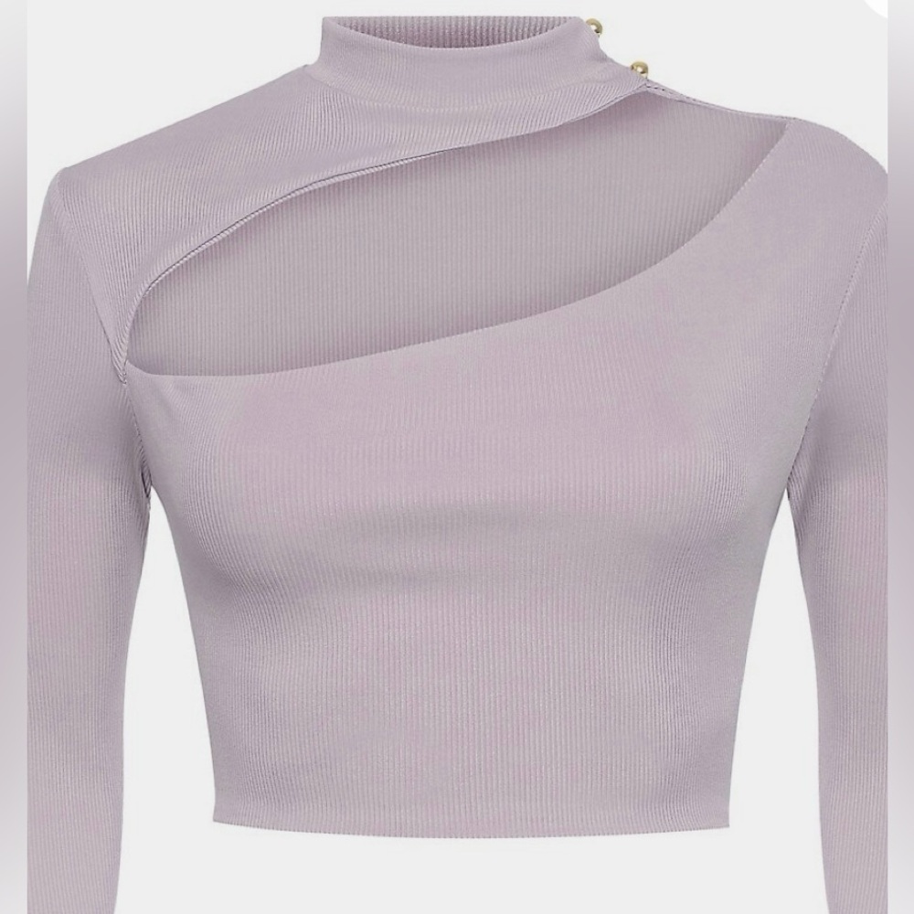 Club L London Long Sleeve Cut Out Mauve Crop Top. NWOT.